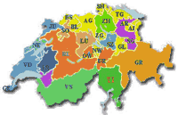 Cartina della Svizzera politica